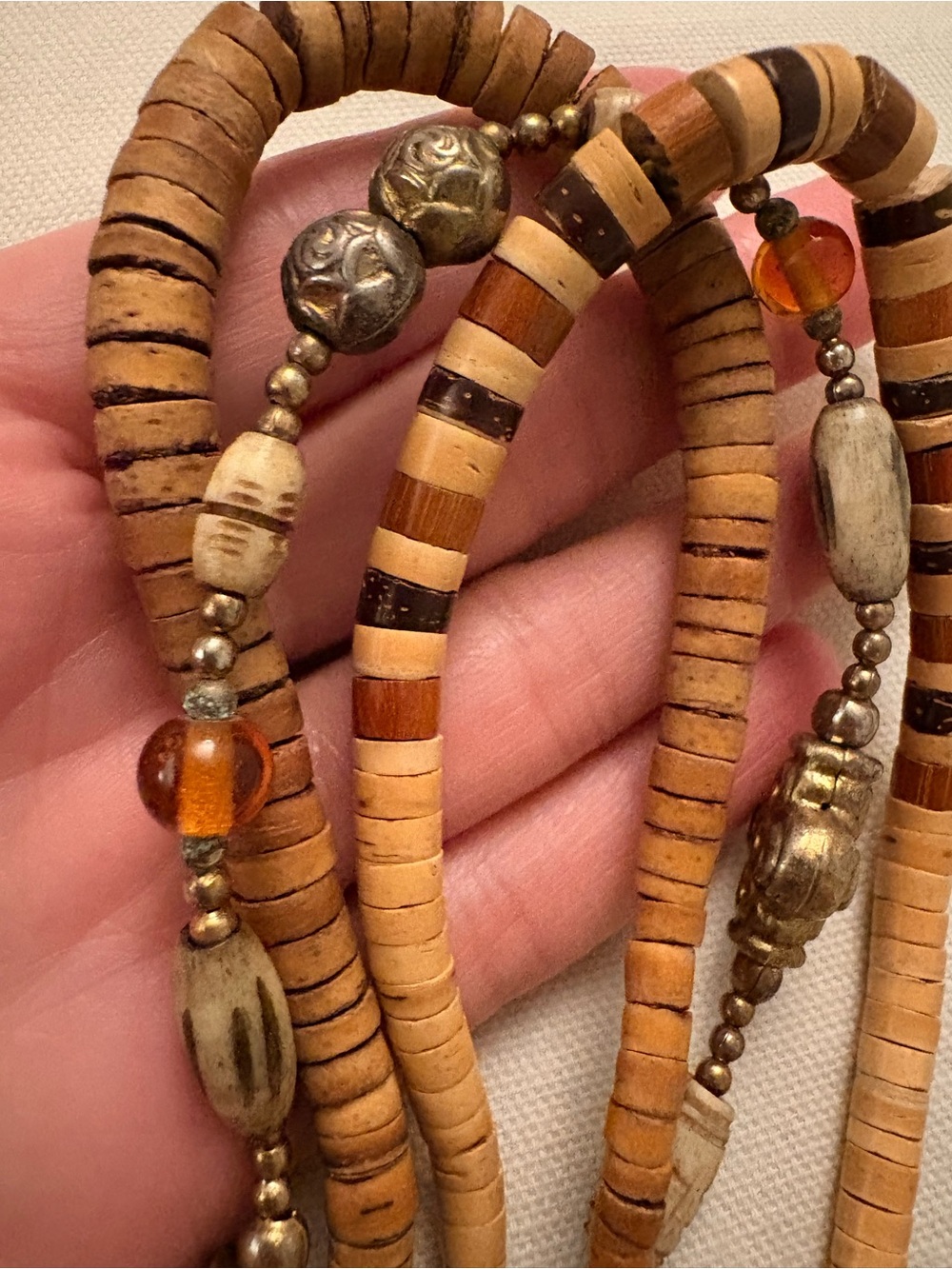 4-pc Boho Wood, Bone & More Beaded Necklace & Bracelet Bundle - Picture 5 of 7
